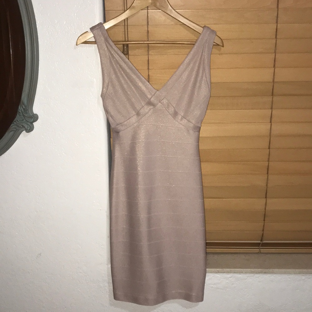 Cream with gold undertone bodycon dress